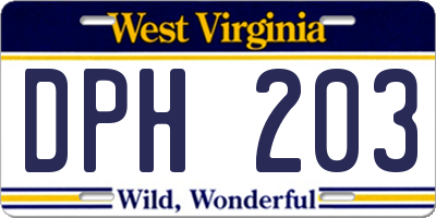 WV license plate DPH203