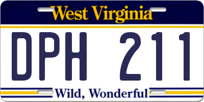 WV license plate DPH211