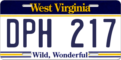 WV license plate DPH217