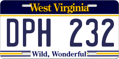 WV license plate DPH232