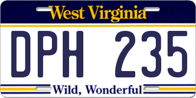 WV license plate DPH235