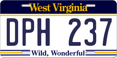 WV license plate DPH237