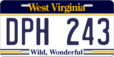 WV license plate DPH243
