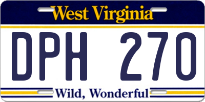 WV license plate DPH270