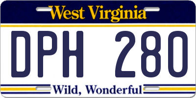 WV license plate DPH280