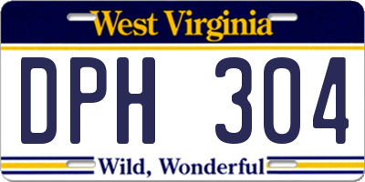 WV license plate DPH304