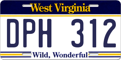 WV license plate DPH312