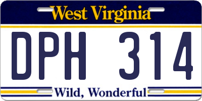 WV license plate DPH314
