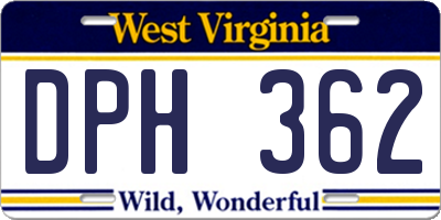 WV license plate DPH362