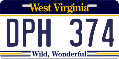 WV license plate DPH374