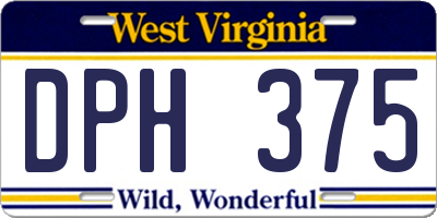 WV license plate DPH375