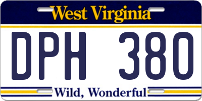 WV license plate DPH380