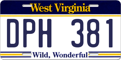 WV license plate DPH381