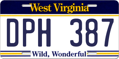 WV license plate DPH387