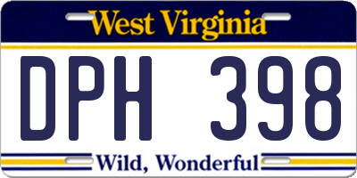 WV license plate DPH398
