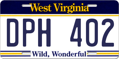 WV license plate DPH402