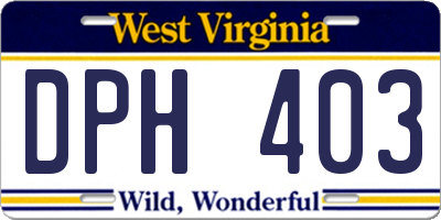 WV license plate DPH403