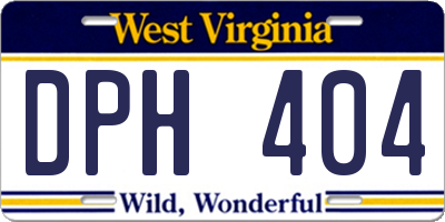 WV license plate DPH404