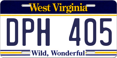 WV license plate DPH405