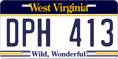 WV license plate DPH413