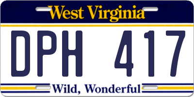 WV license plate DPH417