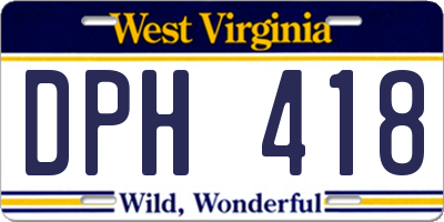 WV license plate DPH418
