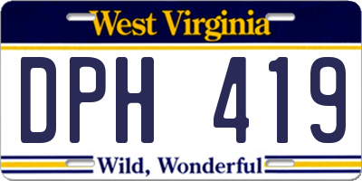 WV license plate DPH419