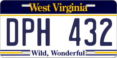 WV license plate DPH432