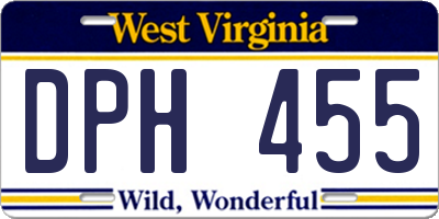 WV license plate DPH455