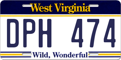 WV license plate DPH474