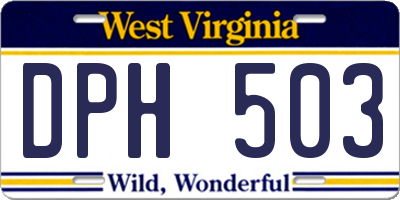 WV license plate DPH503