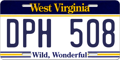 WV license plate DPH508