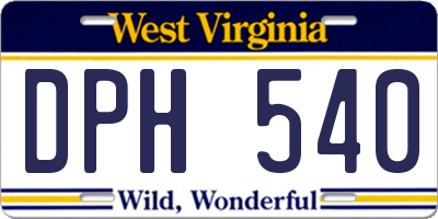 WV license plate DPH540