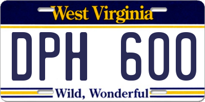 WV license plate DPH600