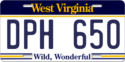 WV license plate DPH650