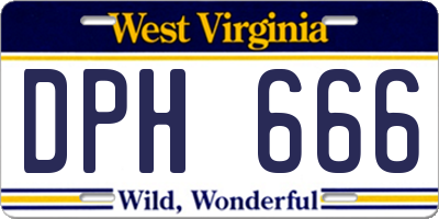 WV license plate DPH666
