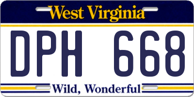 WV license plate DPH668