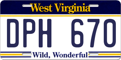 WV license plate DPH670
