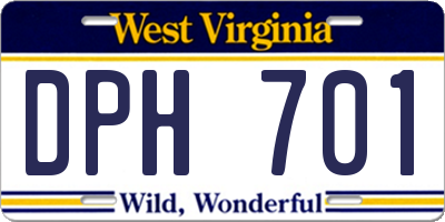 WV license plate DPH701