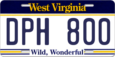 WV license plate DPH800