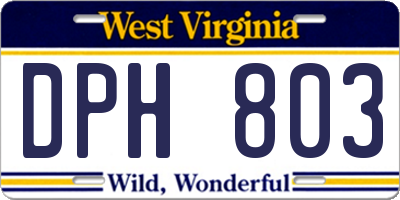 WV license plate DPH803