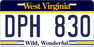 WV license plate DPH830