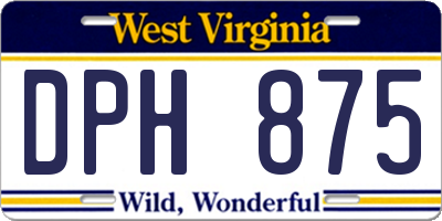 WV license plate DPH875