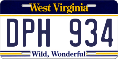 WV license plate DPH934