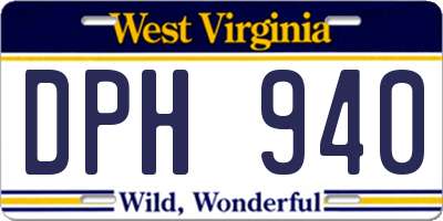 WV license plate DPH940