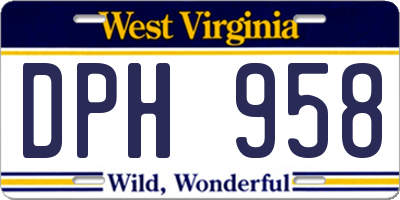 WV license plate DPH958