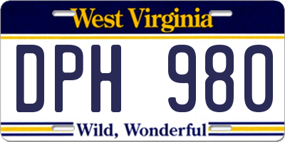WV license plate DPH980