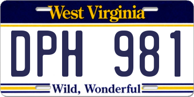 WV license plate DPH981