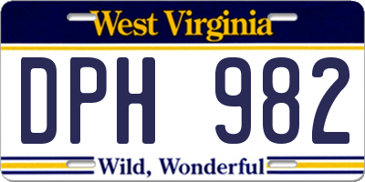 WV license plate DPH982