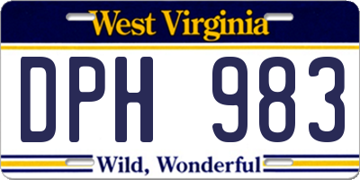 WV license plate DPH983